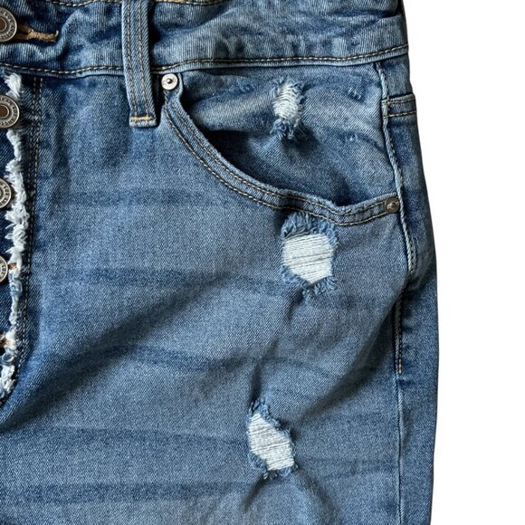 Kancan Womens Stormy High Rise Mom Jeans Size 13/30 Button Fly Grunge Distressed - Picture 5 of 11